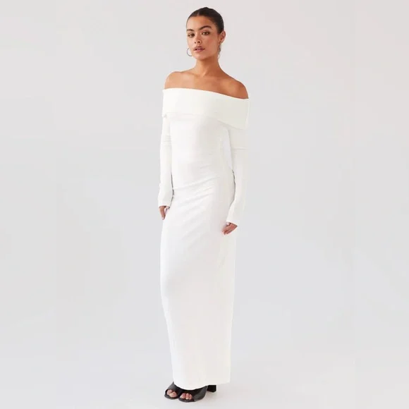 Peppermayo Off-Shoulder Long Sleeve White Dress - Picture 3 of 5
